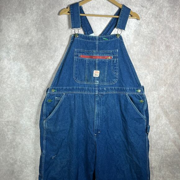 Vintage Pointer Brand Denim Bib‎ Overalls Mens 46X30 Blue Carpenter Work Utility - Picture 1 of 11